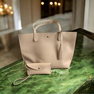 NWOT Women’s Handbag Hoxis Minimalist Clean Cut Leatherette Tote Shoulder Bag